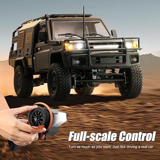 RC Crawler 1:12 Scale MN82 New Upgrades MN-82S 4WD LC79 Land Cruiser Rock Crawler with Lights Speed Adjustment Upgraded Trunk 2.4GHz RTR RC Rock Truck for Teens Adults-DIY Customization