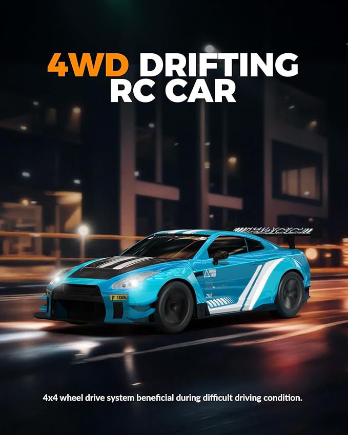 RACENT RC Drift Car 1:20 Scale Remote Control Car with LED Lights 2.4GHz 20KM/H 4WD High Speed RC Vehicle Racing &amp Drifting Tires Two Batteries Toy Idea Gift for Adults Boys Girls and Kids (B