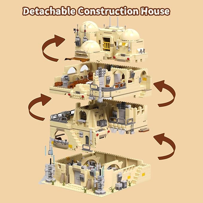Space Wars Building Set for Adults Tatooine Cantina Modular Building Movie Desert House Architecture with Gift Box &amp Figures Collection for Home Office Decor (2731 Pcs