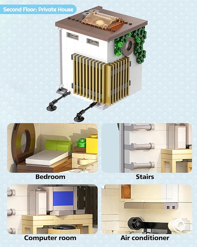 Japanese Street View Steamed Bun Shop Building Block Set Tokyo Architecture with USB Lighting Collectible Construction Toy for Adults and Teens(1108 Pieces)