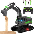 Remote Control Excavator Toys for Boys 4-7 Yrs Old - Best Birthday Gift for Kids Age 3 5 8 9 10+ Metal Shovel Construction Vehicles with Light Sound Rechargeable RC Tracked Digger