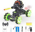 Rc Car Shoot SoftBulletFits for Nerf Remote Control Hand Gesture Stunt Drift Truck 360°Rotating Battle Tanks with Soft Bullets Water Bomb Spray Music Led Toy Gifts（Green）
