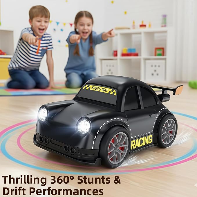3-in-1 Smart RC Car with Follow &amp Escape Modes 360° Stunt Drift Voice/Light Effects and Pet Play Mode 4WD Remote Control Car Toy for Kids and Cat Dogs (White)
