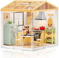 LED Building Blocks for Adults 1:24 DIY Miniature Dollhouse Kits with Roof &amp Dustproof Cover Tiny House Toy Building Sets for Kids Ages 8-12-15 Birthday Hobbies Gift for Men Women Boy Girl