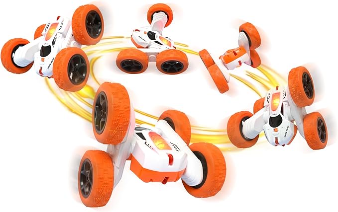 LEXiBOOK- Crosslander Luminous Terrain Car Wrist Remote Rechargeable Electronic Action Kit White/Orange Color