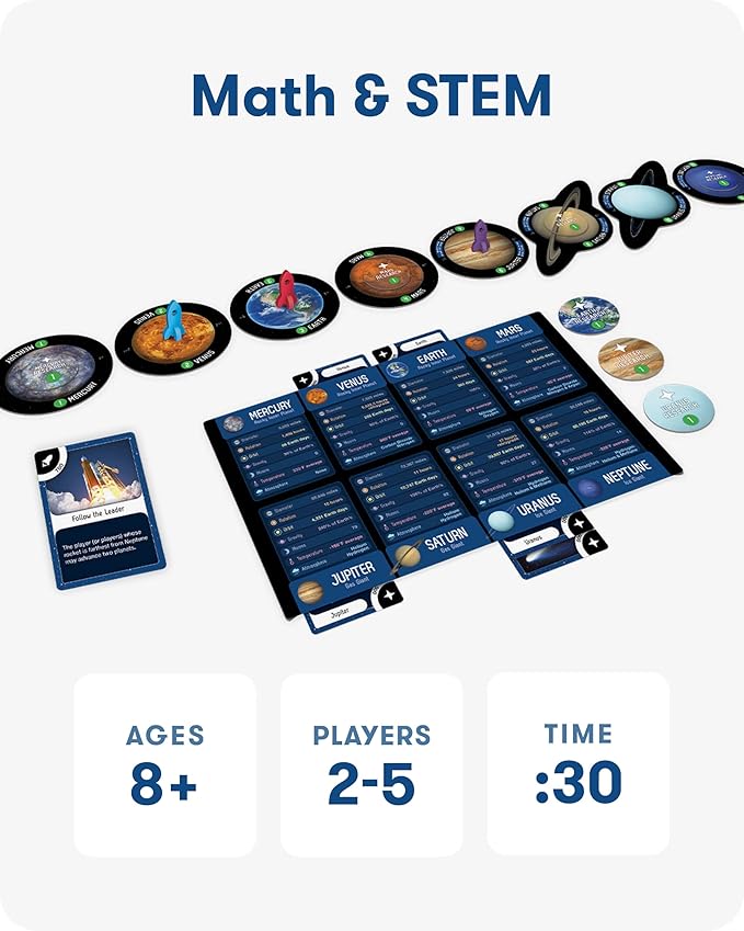 SimplyFun Planet Voyagers - Astronomy Children’s Game - Helps Teach Reading &amp Science Skills - 3rd to 5th Grade Level - 2-5 Players for Ages 8 &amp Up