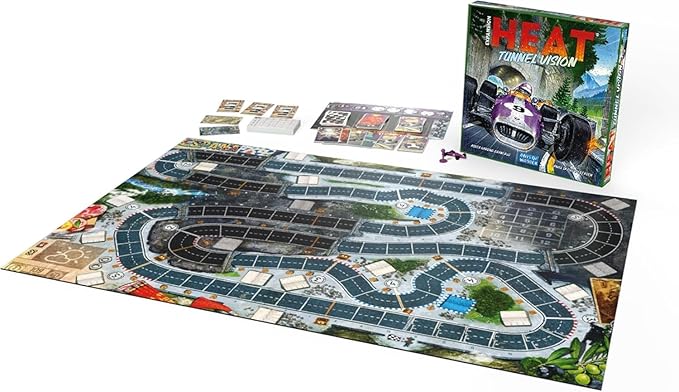 Asmodee Heat: Tunnel Vision Board Game Expansion - New Tracks Championship Season &amp Front Wing Module Racing Strategy Game for Kids &amp Adults Ages 10+ 1-7 Players 60 Min Playtime