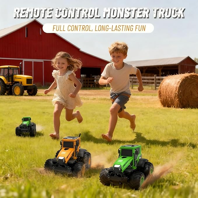 Remote Control Tractor Toy - 1:14 Amphibious RC Monster Truck Toys for Kids 2.4 GHz 4WD All Terrain Off-Road Farm Vehicle Perfect Birthday for Boys and Girls