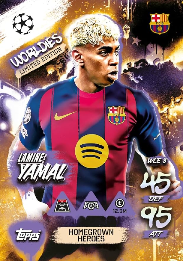 Topps UCC Match Attax 2025/26 - Mini Tin - Homegrown Heroes - contains 28 Match Attax cards plus a random Star Boy LE and 3 exclusive 'Worldies' LE cards.
