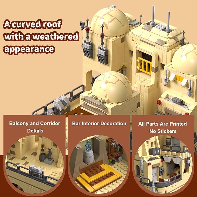 Space Wars Building Set for Adults Tatooine Cantina Modular Building Movie Desert House Architecture with Gift Box &amp Figures Collection for Home Office Decor (2731 Pcs