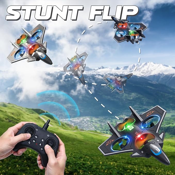 Snugzy Foam RC Plane Remote Control Airplanes for Kids 8-16 360° Flip Stunt Roll RC Airplane with Colorful Lights Airplane Toys Gifts for Boys
