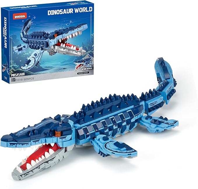 Mosasaur Dinosaurs Building Sets805 Pcs Ocean Animal Building ToysSea Creatures Creativit Model Building SetSTEM World Park Building KitsOffice Home Decor Gifts for AdultsTeens and Kids