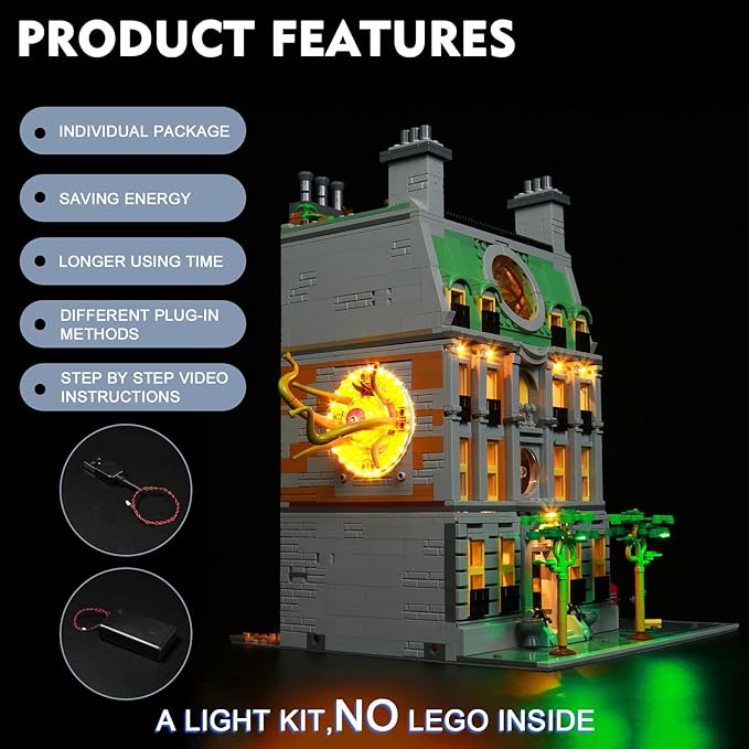 BrickBling LED Light Compatible with Lego Sanctum Sanctorum 76218 Modular Building Set Creative Lights Compatible with Lego 76218-Upgraded Version (Without Model)