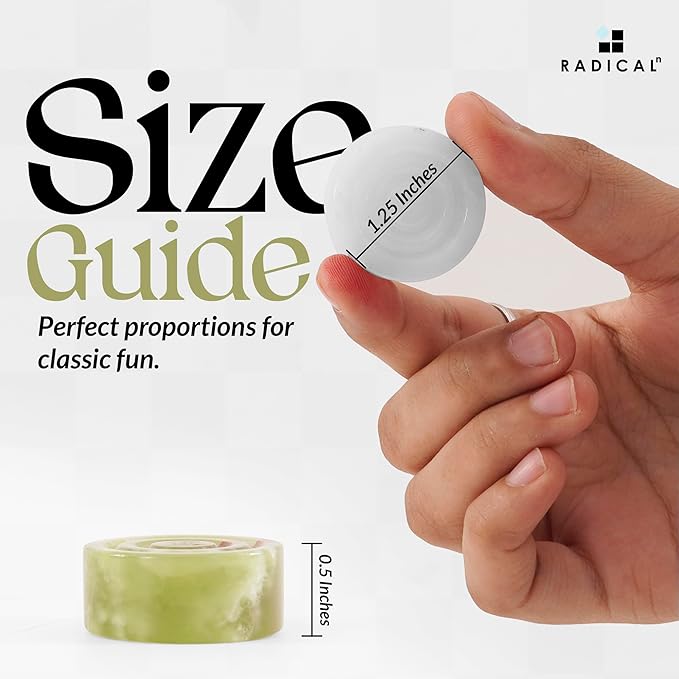 Radicaln Marble Checker Figures 1.25'' Inches White and Green Onyx Handmade Classic Checkers Pieces for Board Game Draughts Board Game for Adults