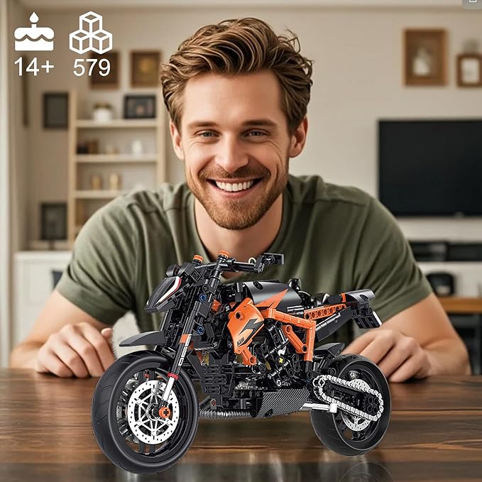 HIGH GODO Technic Motorcycle Building Set 1:8 MOC Motorcycle Model Kit for Adults Build and Display Ideas Cool Toys Gift for Teens Adults 14+ (579PCS)