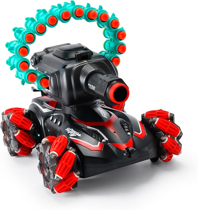 BOKSYUR Rc Car Shoot SoftBulletFits for NerfRc Tank That ShootsBattle ANK with Remote Control Tank That Shoots Foam Darts-Stunts16Foam Darts- Birthday Presents ForKids 7 8 9 10 11 Year Old（red2.0