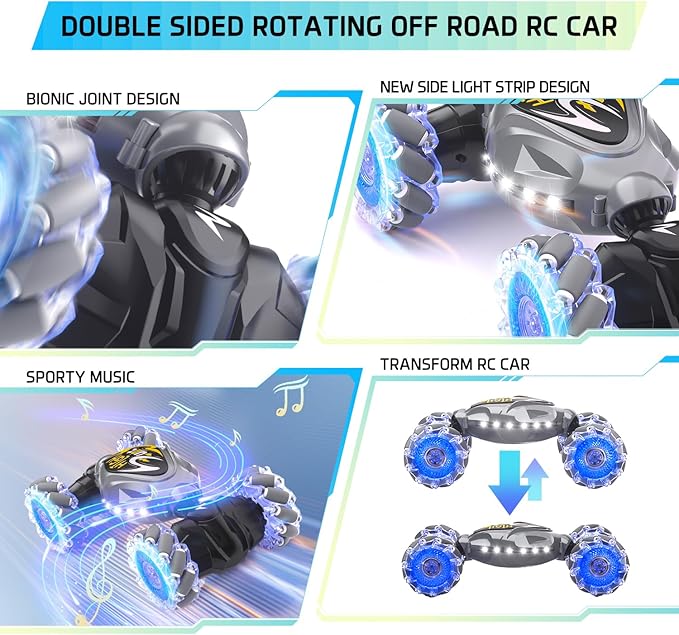 RC Cars 2.4Ghz 4WD New Gravity Gesture Sensing Remote Control Car Toys Stunt Twist Truck Toys for 6-12 yr Boys &amp Girls RC Drift Car with Light Music Best Gift for Kids Age 7 8 9 10 11 yr