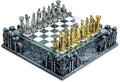 Renaissance Knight 3D Chess Set – Unique Chess Board Set - Durable Gold and Silver Metal Pieces - Tempered Glass Board and Polyresin Base