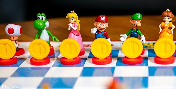 Super Mario Chess Set 32 Custom Sculpt Game Pieces Including Iconic Characters: Mario Luigi Peach Toad Bowser Super Mario Themed Chess Game