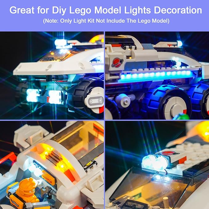 Upgraded Led Light Kit for Lego Command Rover and Crane Loader Building Set Compatible with Lego 60432 (Model Not Included)