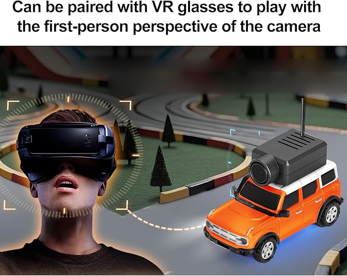 WLtoys Mini RC Car 1:64 Scale FPV RC Drift Car with 720P HD Camera WiFi App Control with Gyro First Person Perspective Mini Racing Toys for Teens and Adults(Orange)