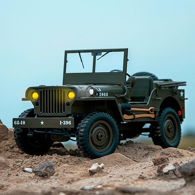 Remote Control Car 2.4Ghz 4WD Off Road RC Jeep Rock Crawler Vehicle with Linked Lights 1:10 Scales All Terrain Remote Control Trucks RTR Hobby RC Car for Teen Adults