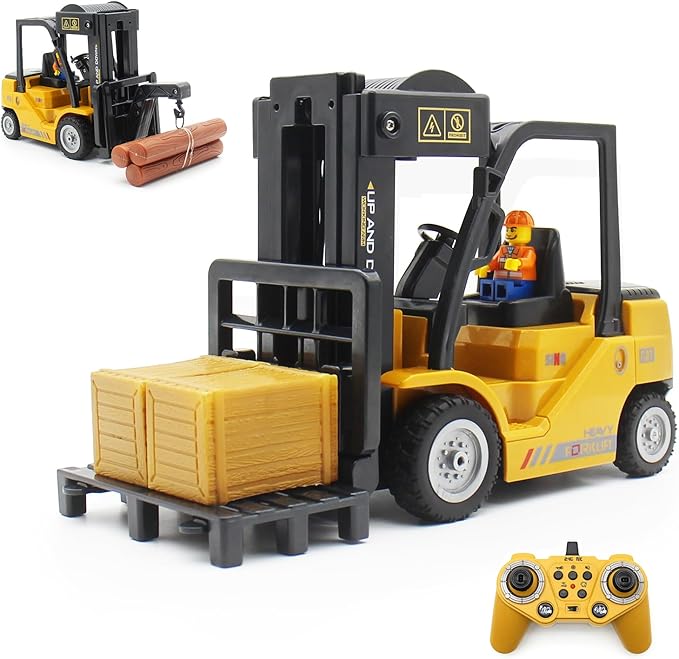 Remote Control Forklift 12 Channel 2 Mode RC Forklift W/Pallets/Boxes/Sound/Light/Spray Two Rechargeable Batteries &amp Charge Kids Forkliftrrucks Toy Christmas &amp Birthday Gifts