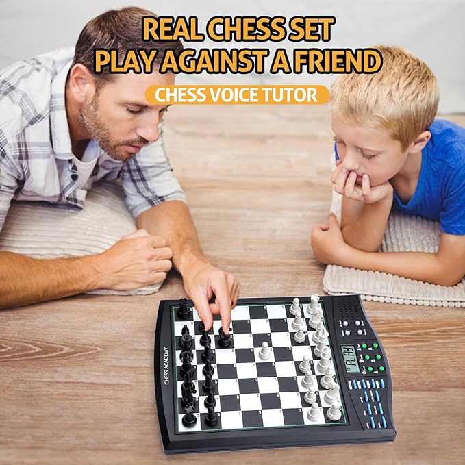 Talking Chess Academy with Voice Teaching System Electronic Chess Set with Strong Magnetic Pieces Electronic Chess Board with Rating ELO 2000 Smart Chess Board Great for Brain Training