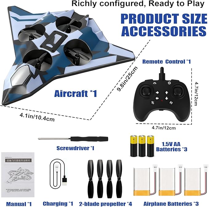 Foam Remote Control Airplanes for Kids &amp Adults | RC Fighter Jet with Light 360° Flip Fighter Jet Toys Stunt Roll Airplane Toy Great for Beginners Christmas &amp Birthday Gift for Kids Boys Ag