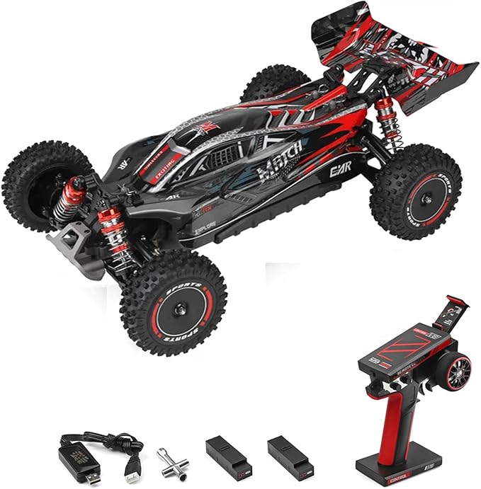 GoolRC WLtoys 124010 RC Cars for Adults 1:12 Scale Remote Control Car 4WD 55KM/H High Speed RC Racing Car 2.4GHz All Terrains Off Road RC Buggy Trucks with 2 Batteries (Black)