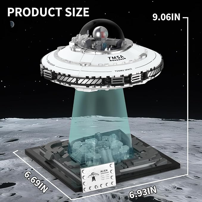 BNG UFO Space Building Blocks UFO Toy Building Sets Galaxy Star Spaceship Building Kit Home Office Decor Creative Gift for Girls and Boys 8-14