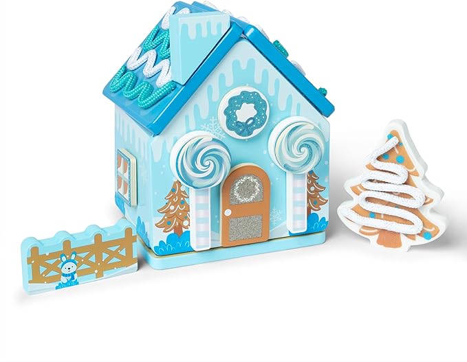 Melissa &amp Doug Winter Frost Wooden Gingerbread House Play Set for Boys and Girls 3+