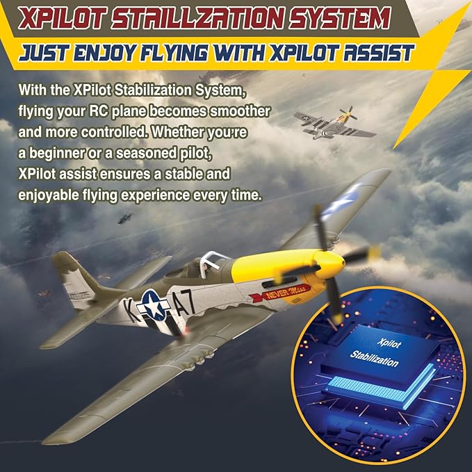 LEAMBE Brushless 4 Channel RC Plane Ready to Fly Aerobatic Aircraft Easy Control for Beginners P51 Mustang RC Airplane for Adults Green