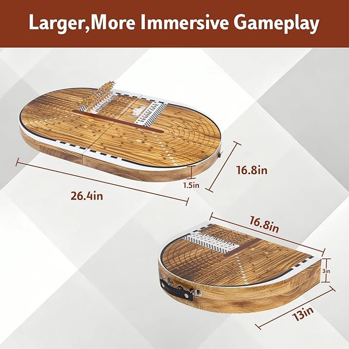 26.4in Wooden Horse Race Board Game for Adults – Foldable Horse Racing Game Board with 11 Metal Horses 2 Jumbo Dice 2 Decks of Cards 2 Boxes of Chips – Party Horse Game Night for Family &amp Frien