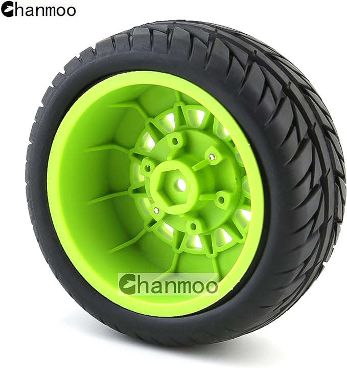 1/10 RC Short Course Truck Tires And Wheels With 12mm 14mm 17mm Hex 113mm 1/8 Rubber Tyres For 1/8 or 1/10 Scale On Road Car HSP Sonic 94102 GT PTG-2 Tamiya TT02 RC Racing Car 4PCS (Green B)