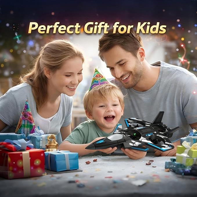 F47 RC Fighter Drone for Kids Remote Control Airplane with Altitude Hold RC Jet Drone Toy with LED Lights Easy to Fly RC Airplane for Beginners Boys Girls