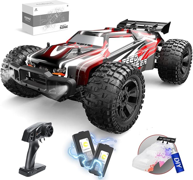 DEERC 9206E DIY Extra Shell 1:10 Scale Large RC Cars48+ KM/H Hobby Grade High Speed Remote Control Car for Adults BoysAll Terrain 4WD 2.4GHz Off Road Monster RC Truck with 2 Battery for 40+ Min Play