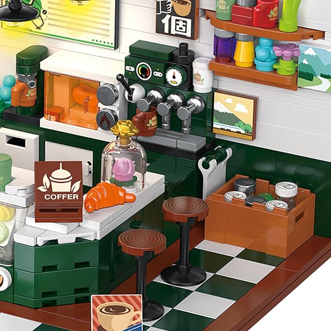 Friends House Building Block Set Bear Cafe Shop Business City View Small Brick Model Mini Construction Toy Hobbies Christmas Birthday Gift for Teens Children Kids Boys Girls 6+ 527pcs