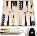 Backgammon Set Premium Silicone Backgammon Classic Board Games for 2 Players Foldable Backgammon Portable Travel Game Set with Carrying Storage Bag (Khaki)