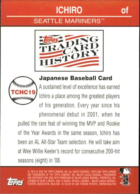 2008 Topps Chrome Trading Card History #TCHC19 Ichiro Suzuki -