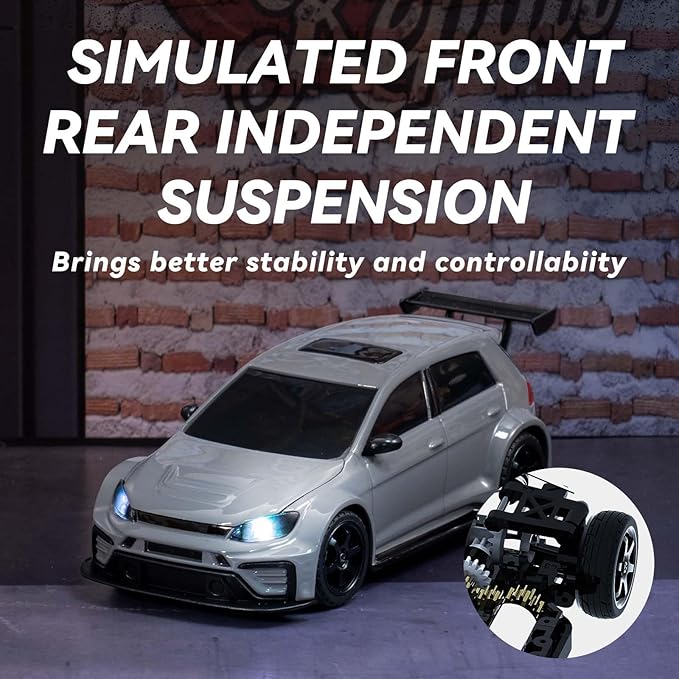Fairrc 1/43 Scale Mini Drift RC Car 2.4GHz High Speed 4WD Drift Car for Adults RTR (Gray)