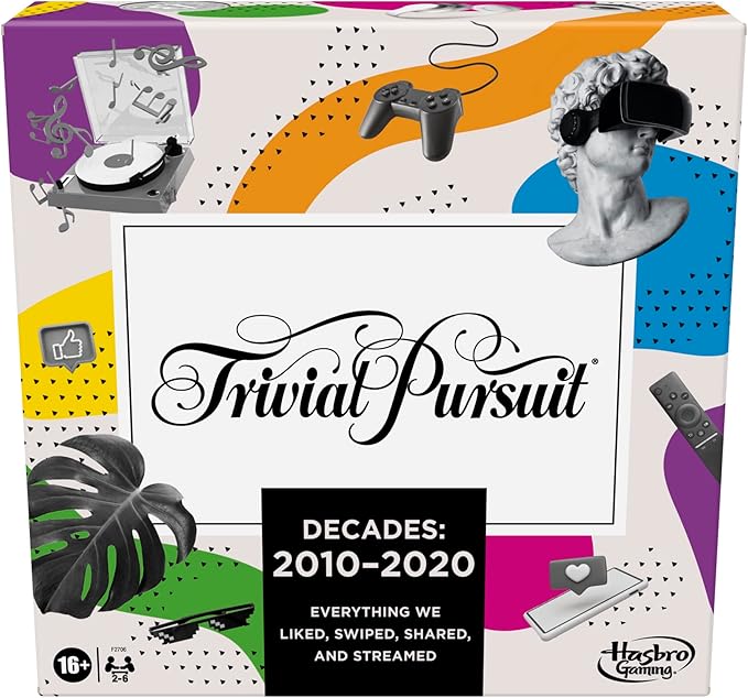 Hasbro Gaming Trivial Pursuit Decades 2010 to 2020 Board Game for Adults and Teens Pop Culture Trivia Game for 2 to 6 Players Ages 16 and Up