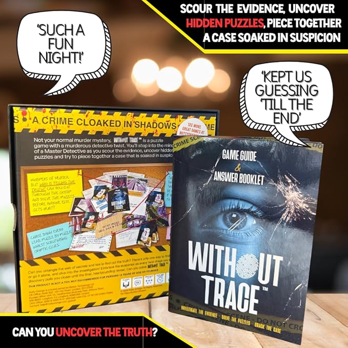 Without Trace - Escape Room Strategy Puzzle Board Game. Immersive Detective Investigation Murder Mystery True Crime Challenge for Adults Teens Couples Date Nights or Solo. 1-4 Players.