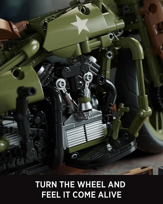 Nifeliz Motorcycle WLA Model Toy for Adults Classic Military Bike Building Set with Authentic Features Collectible Display Gift (833 PCS NF10333)