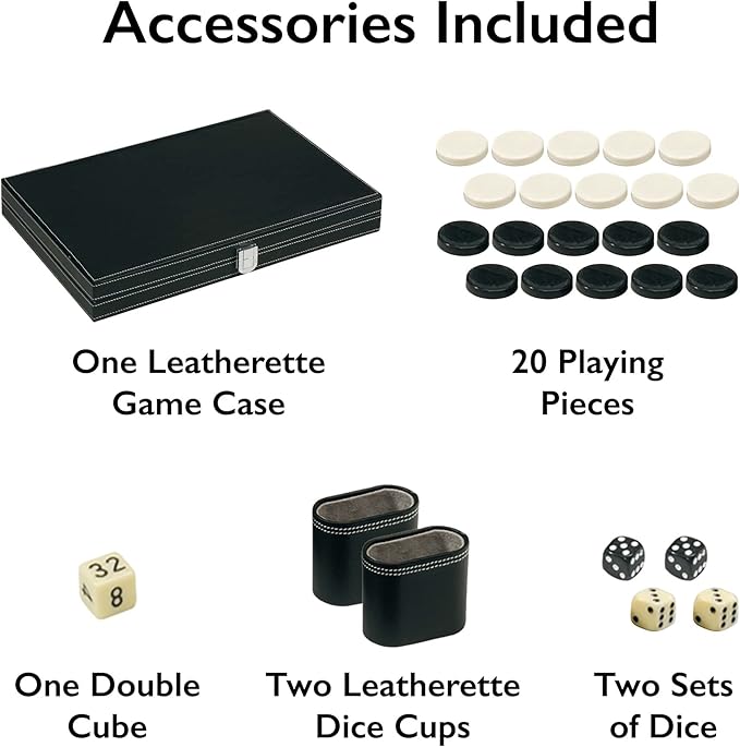 Mainstreet Classics by GLD Products 15-Inch Backgammon Board Game Set Black/White55-0619