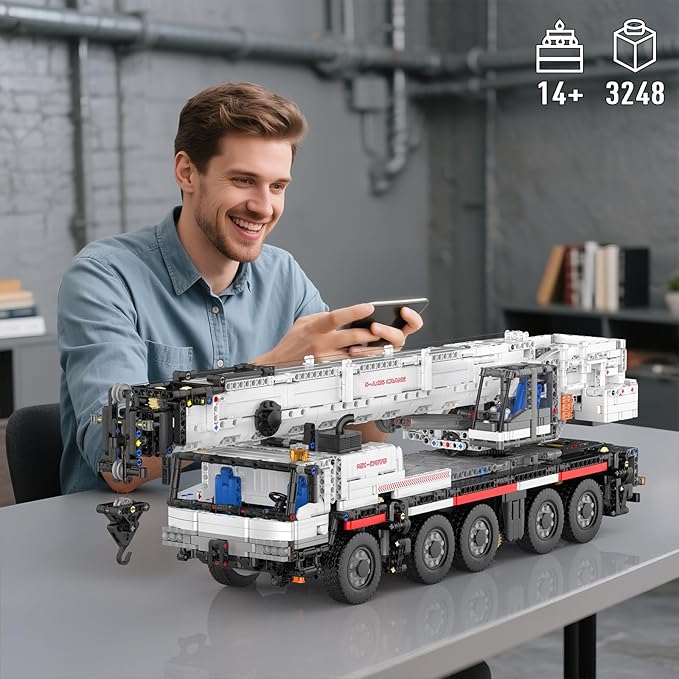 Mould King Construction Crane Building Sets 17075 APP Programmable Construction Vehicle Model Large Vehicles Crane Building Kits Gift for Adult/Collections Enthusiasts(3248 Pieces)