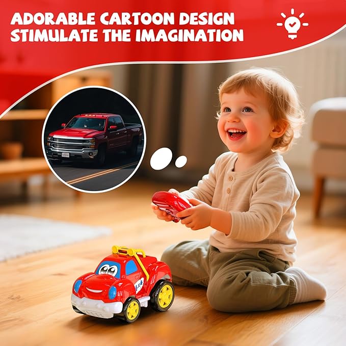 Toddler Remote Control Car Pickup Truck Toy for Kid Cartoon RC Vehicle for Toddlers 1-3 Durable Construction for Boys &amp Girls