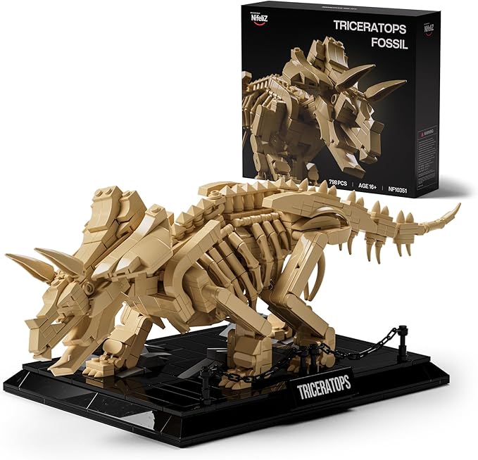 Nifeliz Triceratops Fossil Model Set Dinosaur Skeleton Building Set for Adults and Collectors Ideal Gift for Fossil Lovers (798 PCS NF10351)