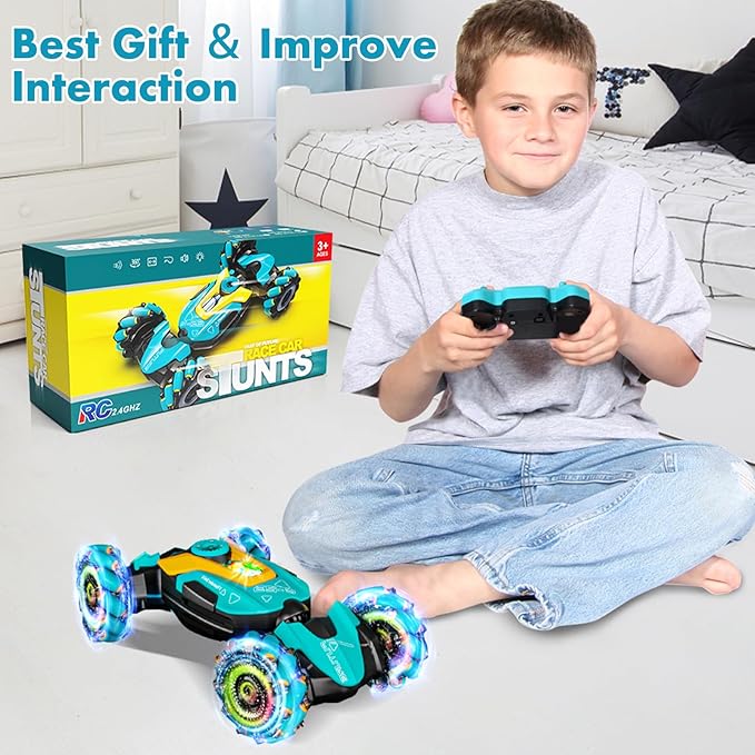 Gesture Sensing RC Stunt CarRemote Control Car Toys for Ages 5-134WD All-Terrain with 360° Flips &amp LED Music Show3-6 Year Old Boy Birthday GiftIndoor/Outdoor Play &amp Gifts for Boys Toys Ag