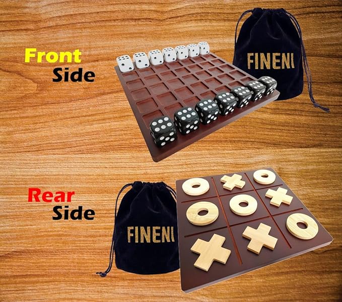 Dice Battle and TicTacToe Dual Sides Board Games Wooden Coffee Table Games for Adults 2 Player Best Bar Dice Games Indoor Tabletop Game &amp 2 Players Wood Table Top Dice Game (Dual(2)/Brown)